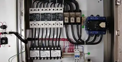 Electrical panel installation with organized circuit breakers and wiring in Des Moines, IA