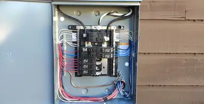 electrical panel upgrade service featuring newly installed electrical panel wired by licensed electricians in Des Moines, IA
