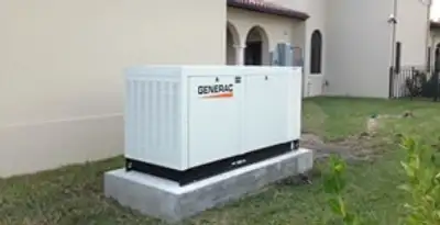 generator installation service showing standby generator professionally installed for residential power backup in Des Moines, IA