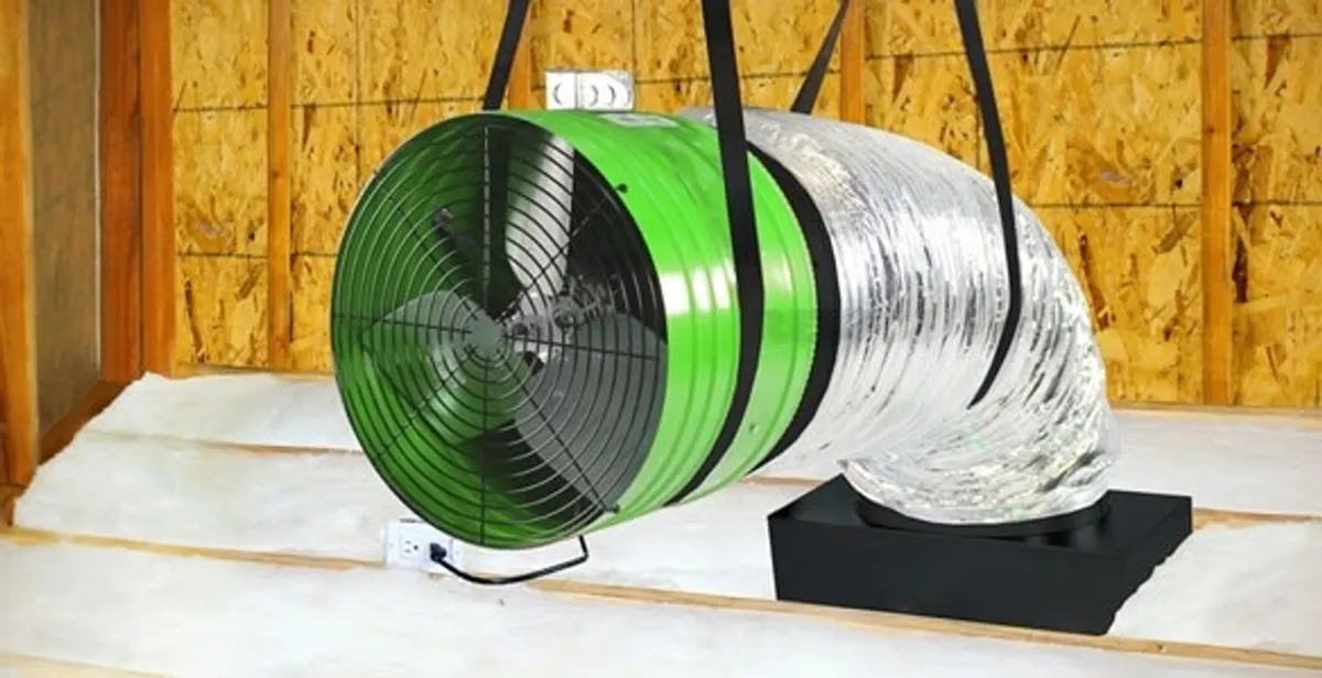 whole house fan installation services with professionally mounted ventilation fan system in Des Moines, IA